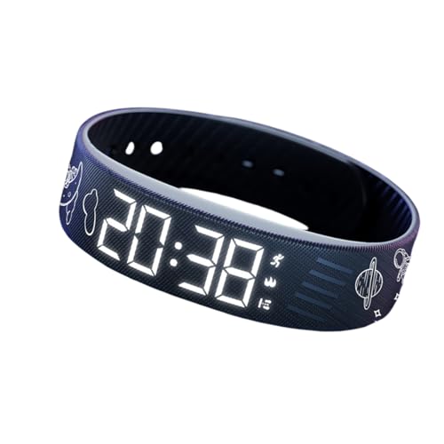 アラーム付き 腕時計 振動アラーム デジタルウォッチ スマートウォッチバンド クロック 静音 調整可能 旅行・スポーツ 男女兼用 子供 寝起き困難向け 学生・男性向け 誕生日・夏休み・祝日プレゼント (black)